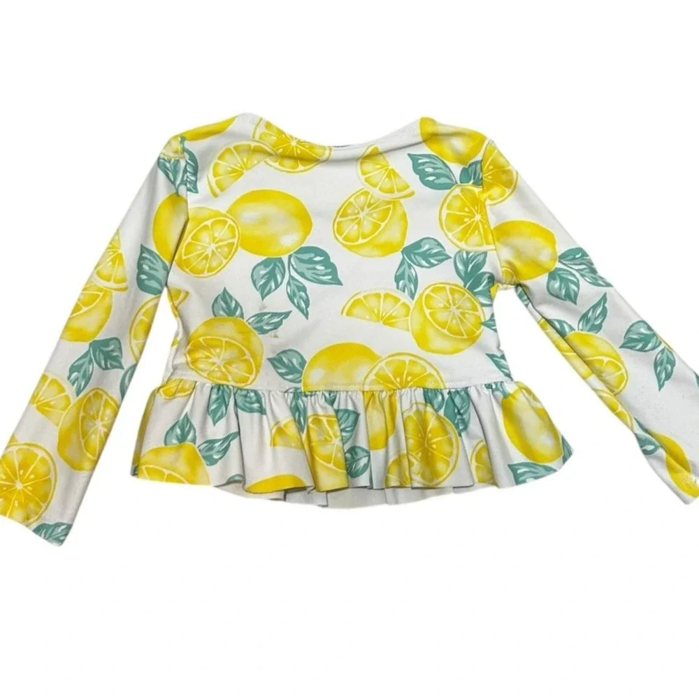 Tommy Bahama‎ Baby Tropical Summer Rash Guard 18M Yellow Lemon Print Peplum Bow